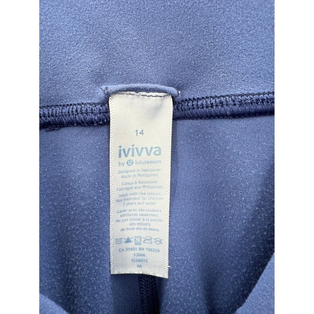 Ivivva by‎ Lululemon Girls Active Leggings Blue Athletic Yoga Pants Size 14